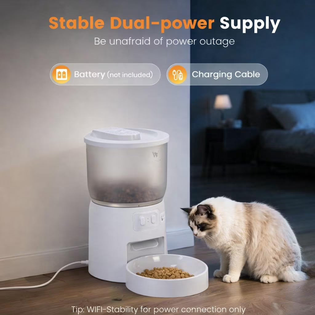 3L Automatic Smart Pet Feeder 2.4G Wifi App Controlled Timed Quantitative Dry Food Dispenser for Cat Dog Small Pets Airtight Lid Dual Power Supply