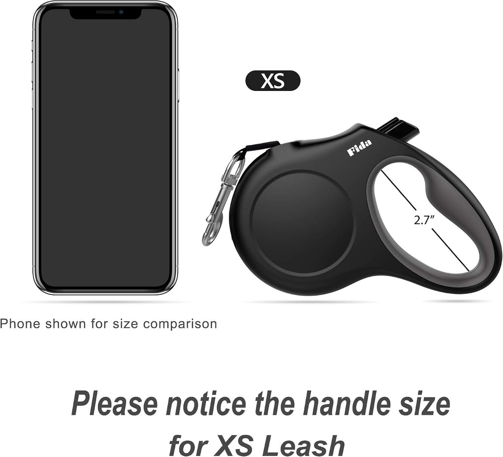 Retractable Dog Leash with Dispenser and Poop Bags, 10 Ft, Black