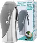 Portable Dog Water Bottle 27 OZ, Stainless Steel Pet Travel Water Bottle Dispenser for Walking, Hiking and Outdoor, Portable Water Bowl for Large Dogs (Grey)