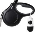 Retractable Dog Leash with Dispenser and Poop Bags, 10 Ft, Black