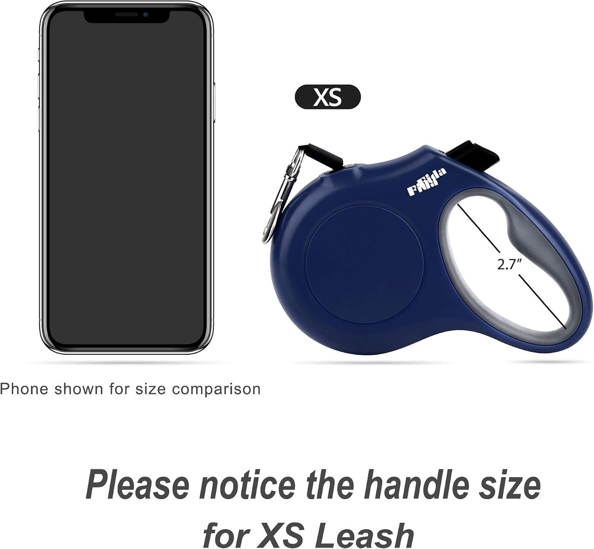 Retractable Dog Leash with Dispenser and Poop Bags, 10 Ft, Navy Blue