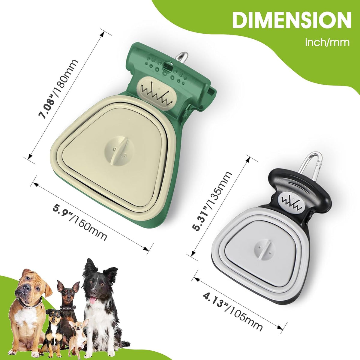 SUPERDESIGN Portable and Versatile Pet Poop Scooper, Ideal for Walking Traveling and Camping with Small and Large with Cleash Clip and Garbage Bag Bin Dogs Poop Scooper Small
