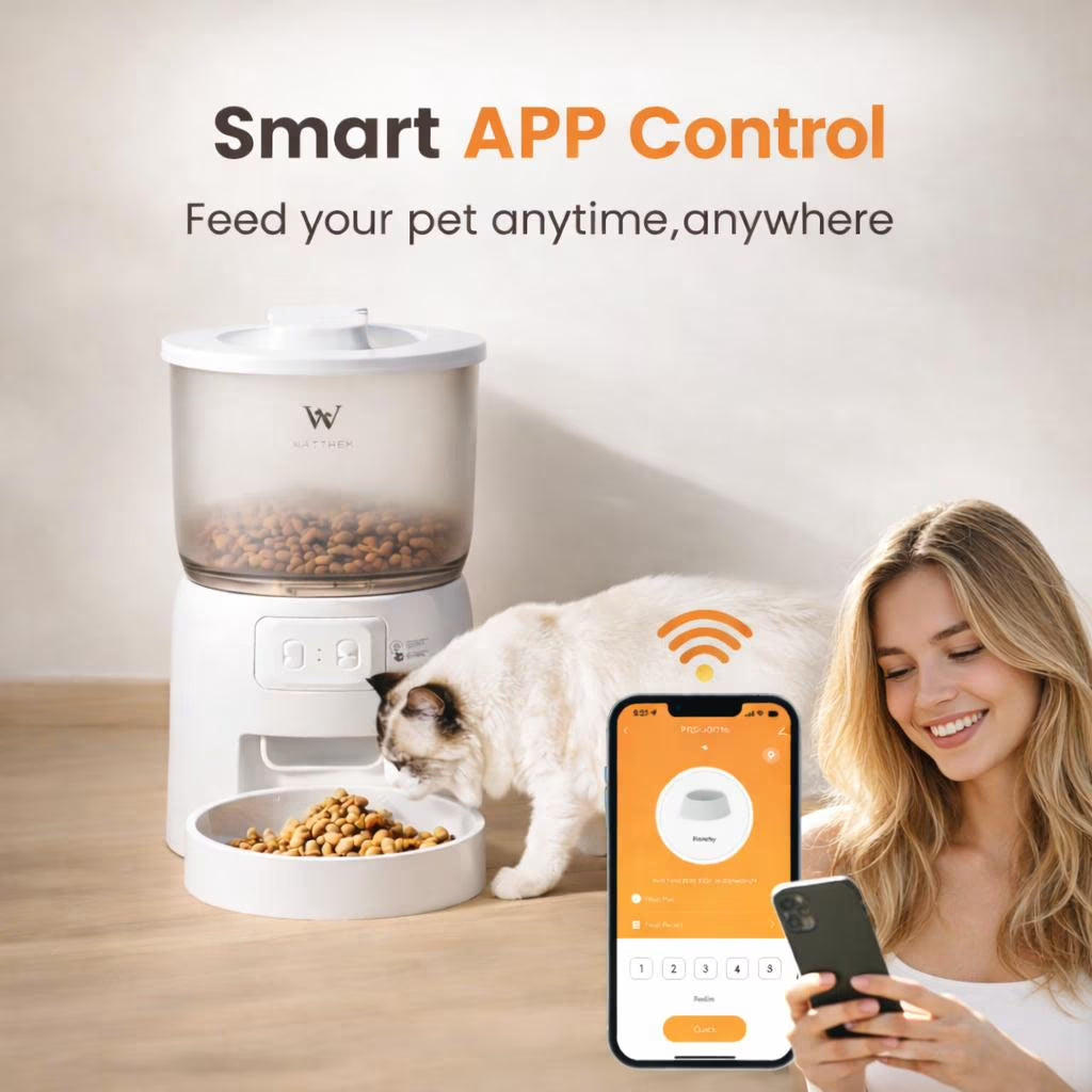 3L Automatic Smart Pet Feeder 2.4G Wifi App Controlled Timed Quantitative Dry Food Dispenser for Cat Dog Small Pets Airtight Lid Dual Power Supply