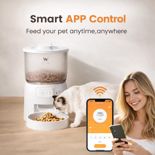 3L Automatic Smart Pet Feeder 2.4G Wifi App Controlled Timed Quantitative Dry Food Dispenser for Cat Dog Small Pets Airtight Lid Dual Power Supply