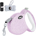 Retractable Dog Leash, Pet Walking Leash with Anti-Slip Handle, Strong Nylon Tape, 360°Tangle-Free, Suitable for Small Medium Dog Cat, Gift Waste Bags Dispenser Included,10 Ft, Pink