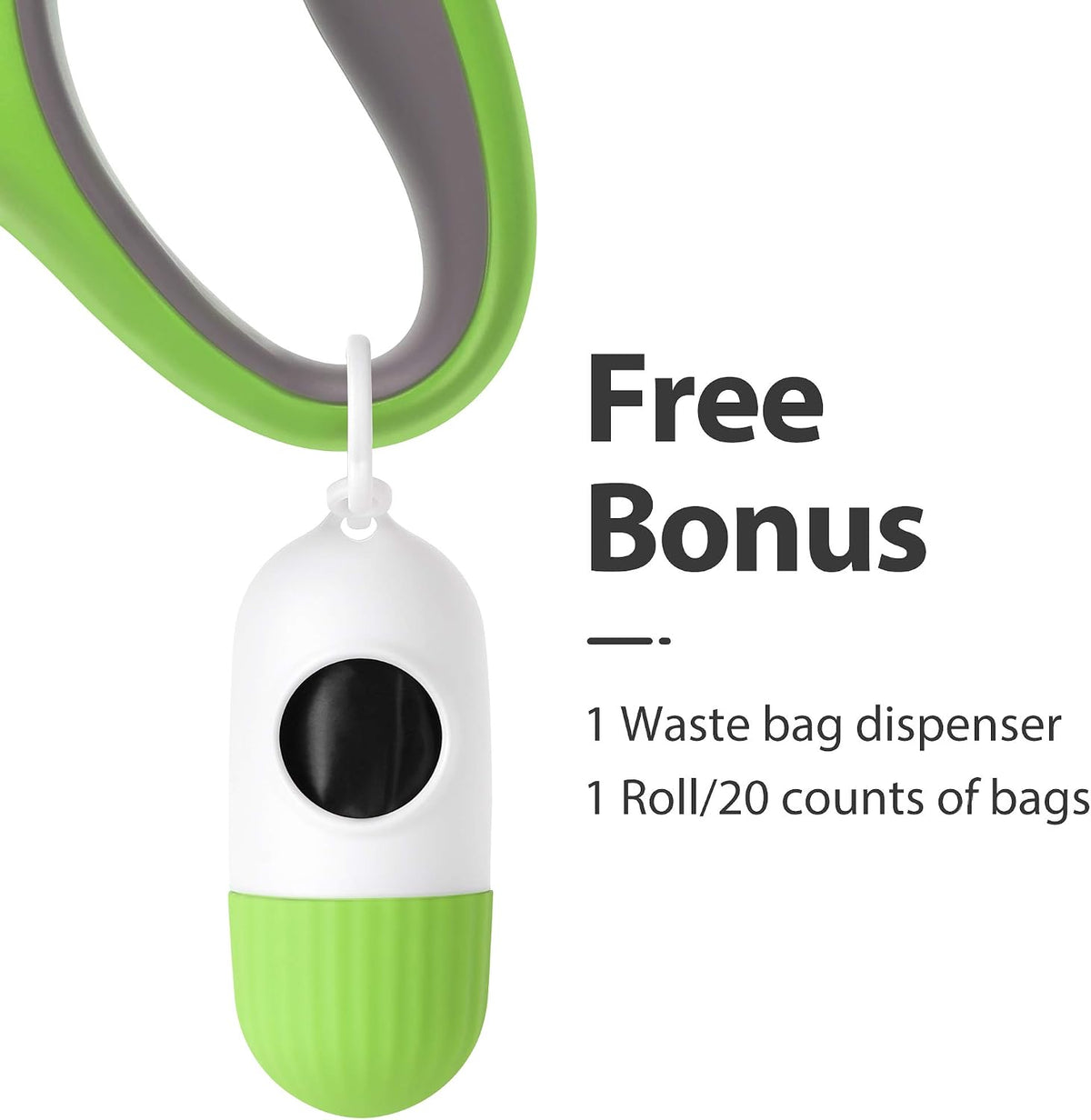 Retractable Dog Leash with Dispenser and Poop Bags, 10 Ft, Green