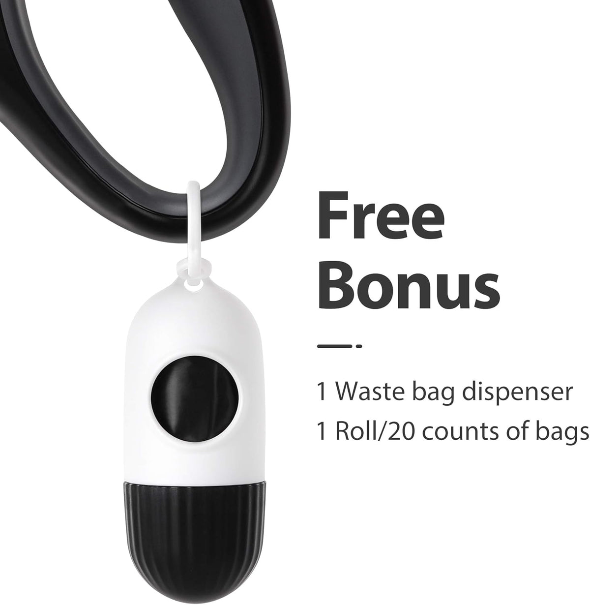 Retractable Dog Leash with Dispenser and Poop Bags, 10 Ft, Black